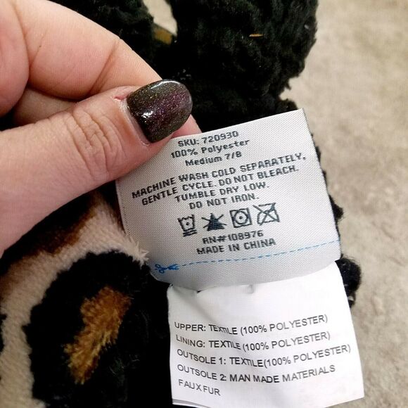 Warm & Cozy Womens  720930 Size 7/8 Brown Black Fabric Cheetah Print Bootie Slip - Picture 2 of 10